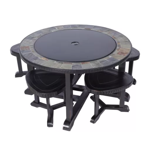 Strend Pro Grill fém tűzrakóhely 4 székkel - 105x75cm