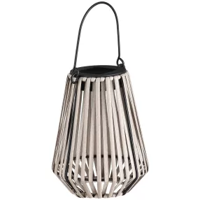   Függeszték napelemes lámpa, Strend Pro Garden, bézs, 12 × 12 × 24 cm, 1 LED, rattan, melegfehér fény, akkumulátoros, automatikus kapcsolás, kültéri használatra