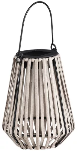 Függeszték napelemes lámpa, Strend Pro Garden, bézs, 12 × 12 × 24 cm, 1 LED, rattan, melegfehér fény, akkumulátoros, automatikus kapcsolás, kültéri használatra