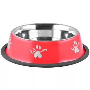   Kutya etetőtál, MagicHome Woof, piros, átmérő: 33 cm, 2 l, csúszásgátló, rozsdamentes acél, közepes és nagytestű kutyáknak