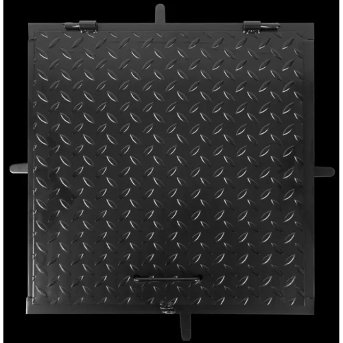 Fém aknafedlap, Strend Pro MC80, fekete, 800 x 800 mm, zárható, lemezvastagság: 3 mm, csúszásgátló felület, UV-álló, 150 kg teherbírás