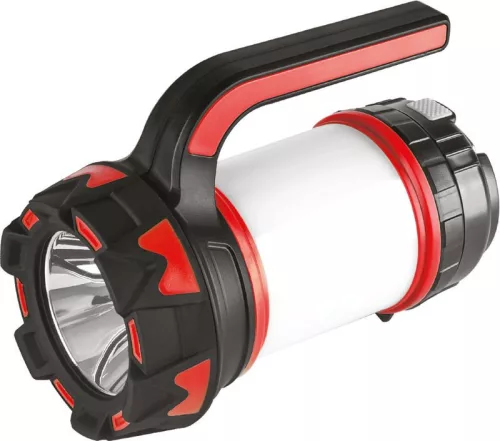 Kempinglámpa, Strend Pro Spotlight SLR135, 16,7 × 12 × 9,5 cm, 140 + 300 lm, 2 × 1800 mAh, akkumulátoros, USB töltés, 80 m hatótáv, 3 óra üzemidő