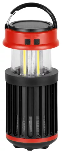 Kempinglámpa rovarcsapdával, Strend Pro, fekete, 15 x 8,6 cm, UV + fehér LED, napelemes, USB töltés, hordozható, ütésálló, vészvilágítás