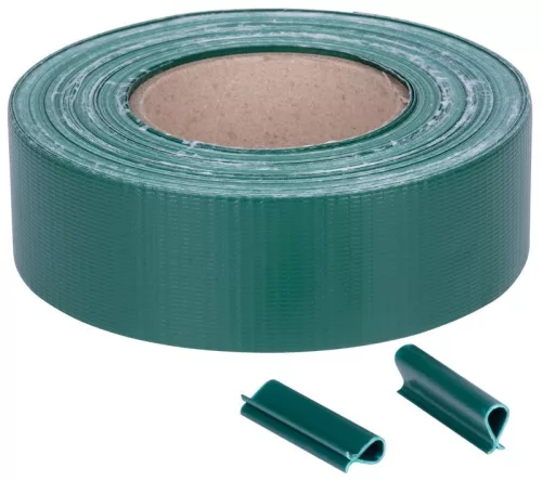 Árnyékoló szalag kerítésre, Strend Pro Garden Eurostandard Light, 4,75 cm x 35 m, zöld, UV-álló, 450 g/m2, kerítéspanelhez, 20 db rögzítő klipsszel