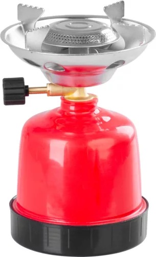 Gázfőző, Strend Pro 1002B, 0,9 kW, 12,5 × 12,5 × 18,2 cm, szúrópatronos (190 g), Propán-Bután, manuális gyújtás, maximum 1300°C