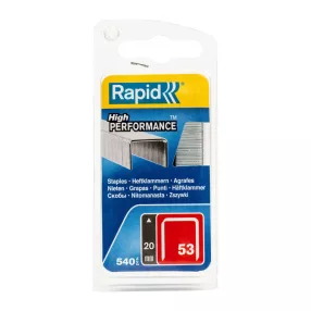   Tűzőgép kapocs, Rapid 53, 53-as kapocs, 20 x 11,4 x 0,75 mm, horganyzott acél, 540 db