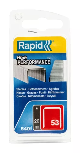 Tűzőgép kapocs, Rapid 53, 53-as kapocs, 20 x 11,4 x 0,75 mm, horganyzott acél, 540 db