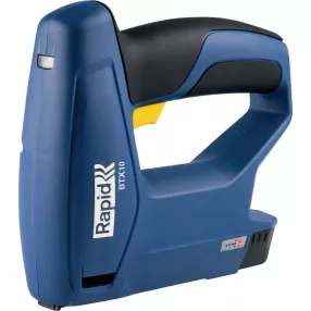   Akkumulátoros tűzőgép, Rapid BTX 10, sötétkék, 4-10 mm kapocshossz, 53-as kapcsokhoz, műanyag burkolat, acél mechanika, 3,6 V Li-Ion, USB-vel tölthető, kárpitos
