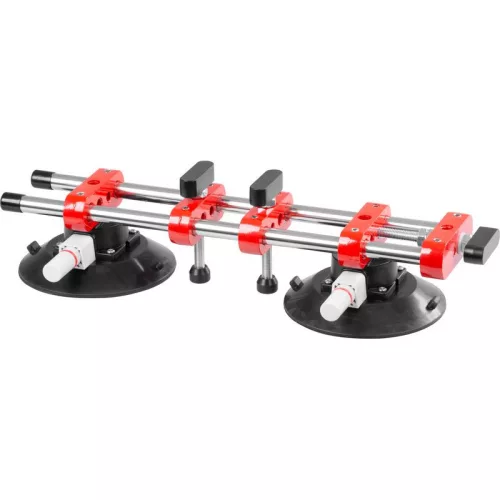 Tapadókorongos üvegtartó, Strend Pro, átmérő: 15 cm, 2 tapadókorong, 150 kg teherbírás, alumínium, gumi, 2 kupolás csempeszintező