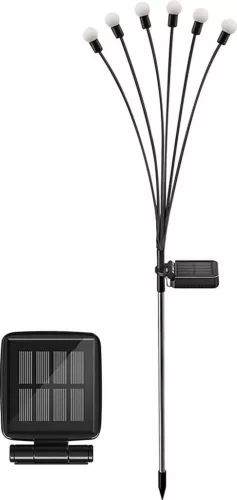 Napelemes kerti lámpa, Strend Pro Garden Firefly, 72 cm, 6 LED, rozsdamentes acél, akkumulátoros, automatikus kapcsolás, földbe szúrható