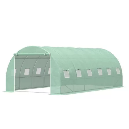 Fóliasátor vázzal, Strend Pro Garden, zöld, 300 × 600 × 200 cm, bejárható, 18 m2, 140 g/m2 PE fólia, 12 ablak, 25 mm fém váz, fólia borítással
