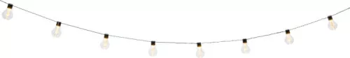 Napelemes kerti fényfüzér, Strend Pro Garden, izzó alakú, 10 LED, 2,7 m + 3 m kábel, akkumulátoros, automatikus kapcsolás