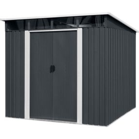   Kerti ház, Strend Pro Garden, 238 x 193 x 202 cm, antracit, fémlemez, időjárásálló, dupla tolóajtó, 4 szellőzőnyílás