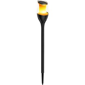   Napelemes kerti lámpa, Strend Pro Garden Blaze, fekete, 65 cm, 12 LED, melegfehér fény, vízálló, tartós műanyag, földbe szúrható