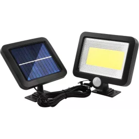   Napelemes fali lámpa, Strend Pro Garden, fekete, 15 x 12,7 x 2,5 cm, 100 LED, 180 lm, 7000 K, mozgásérzékelős, kültéri, műanyag