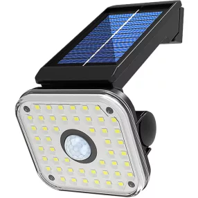  Napelemes fali lámpa, Strend Pro Garden, fekete, 15 × 10 × 10 cm, 48 LED, 300 lm, mozgásérzékelős, hidegfehér fény, műanyag