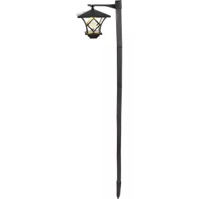   Napelemes kerti lámpa, Strend Pro Garden Zia, fekete, 17 x 17 x 153 cm, 2 LED, melegfehér fényű, vízálló, ABS + PP, földbe szúrható, akkumulátoros