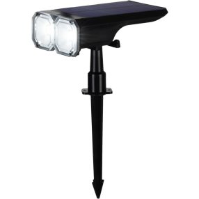   Napelemes kerti lámpa, Strend Pro Garden, fekete, 16 × 10 × 27 cm, 18 LED, vízálló, melegfehér és hidegfehér fehér fény, állítható fénymódok, földbe szúrható