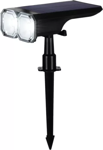 Napelemes kerti lámpa, Strend Pro Garden, fekete, 16 × 10 × 27 cm, 18 LED, vízálló, melegfehér és hidegfehér fehér fény, állítható fénymódok, földbe szúrható