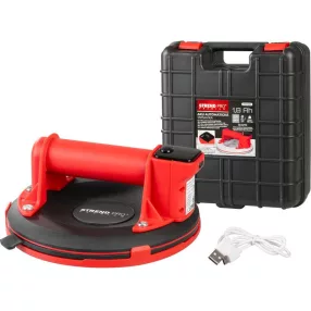   Akkumulátoros tapadókorong, Strend Pro Premium, piros/fekete, átmérő: 19,5 cm, 1 tapadókorong, vákuumos, 130 kg teherbírás, csempéhez és üveghez, USB-C töltés