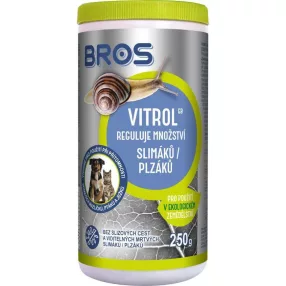   Csigairtó granulátum, Bros Vitrol, 250 g, vas-foszfát hatóanyag, ökológiai gazdálkodásban használható, kertbe és üvegházba