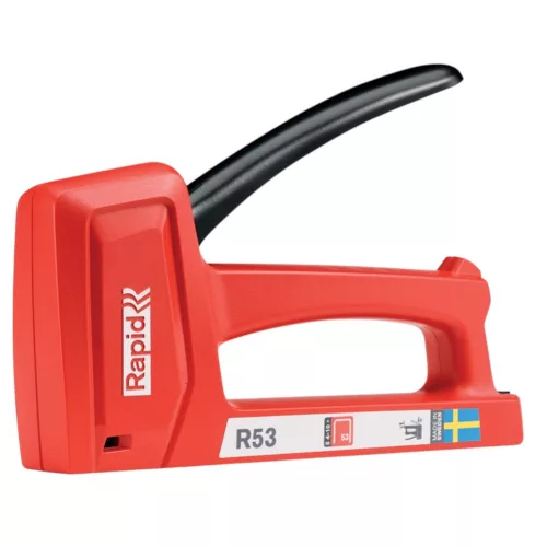 Kézi tűzőgép, Rapid R53, piros, 4–10 mm kapocshossz, 53-as kapcsokhoz, műanyag burkolat, acél mechanika, kárpitos