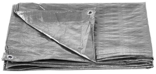 Takaróponyva, Strend Pro Garden Strong, 4 × 6 m, 100 g/m2, ezüst, polietilén, víz-, szakadásálló, UV-álló, fagyálló, erősített szegély, korróziógátló fülek