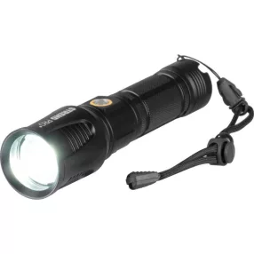   Zseblámpa, Strend Pro LB10208, fekete, 17,5 cm, alumínium test, 1700 lm, akkumulátoros, USB-s töltés, IP44, víz- és porálló, többféle üzemmód