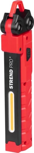 Munkalámpa, Strend Pro Worklight F05D333, piros, 19,5–36 cm, COB LED, 6 W, USB töltés, akkumulátoros, mágneses tartó, 230°-ban forgatható fej