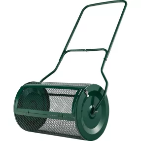  Kézi szóróhenger, Strend Pro Garden, sötétzöld, 75 l, acél, 60 × 40 × 125 cm, 1 x 1,5 cm rács, fűmaghoz, szubsztráthoz