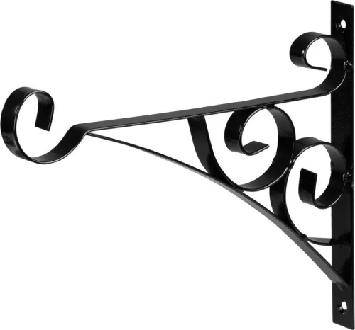 Virágtartó konzol, Strend Pro Garden, fekete, 25 × 30 cm, acél, falra csavarozható