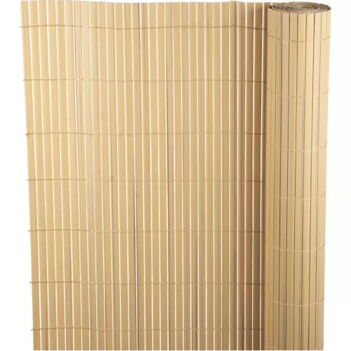 Lamellás kerítés, Strend Pro Garden Ence DF13, bambusz hatású, 90 cm x 3 m, PVC lamellák, 1300 g/m2, UV-álló, árnyékoló