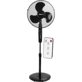   Álló ventilátor, Strend Pro, fekete, 45 W, átmérő: 40 cm, távirányítós, 3 sebességfokozat, teleszkópos, magasság: 100-125 cm, időzítő