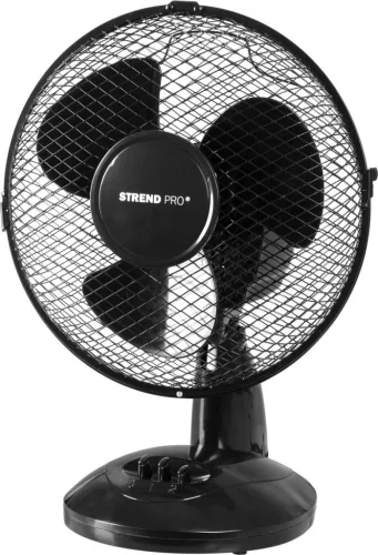 Asztali ventilátor, Strend Pro, fekete, 25 W, átmérő: 23 cm, 2 sebességfokozat, magasság: 37 cm