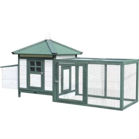   Tyúkól, Strend Pro Garden, 1,96 × 0,765 × 0,98 m, fából készült, dróthálós kifutóval, nyitható tetővel, fészekhellyel, rámpával, zárható ajtókkal