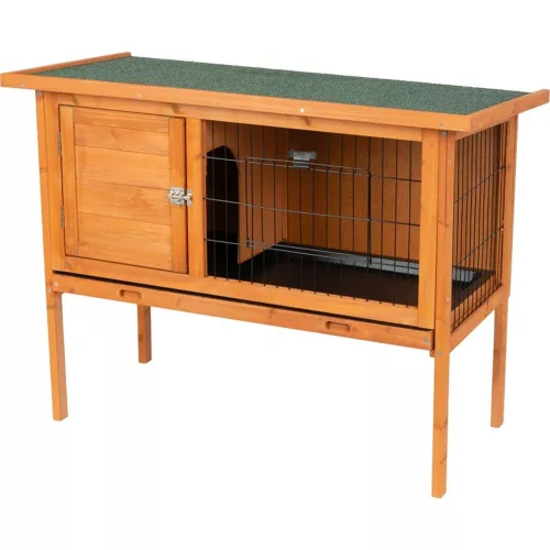 Nyúlketrec, Strend Pro Garden, 91,5 x 45 x 70 cm, fából készült, dróthálós kifutó, felnyitható tető, kihúzható fiók, emelt lábak