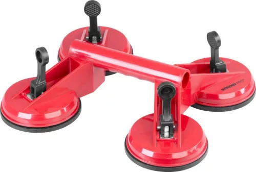 Tapadókorongos üvegtartó, Strend Pro CUP-182, piros, átmérő: 11,5 cm, 4 tapadókorong, 120 kg teherbírás, ABS műanyag, gumi