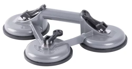 Tapadókorongos üvegtartó, Strend Pro CUP-785, szürke, átmérő: 12,7 cm, 3 tapadókorong, 100 kg teherbírás, alumínium, gumi