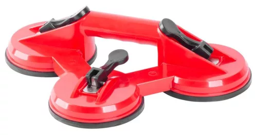 Tapadókorongos üvegtartó, Strend Pro CUP-182, piros, átmérő: 12,7 cm, 3 tapadókorong, 100 kg teherbírás, ABS műanyag, gumi