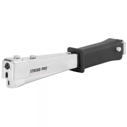 Kézi tűzőgép, Strend Pro Premium HT580, ezüst/fekete, 6–10 mm kapocshossz, C kapcsokhoz, acél mechanika, kalapácsos