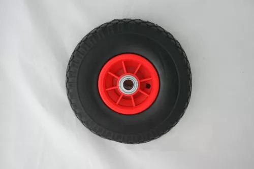 Talicska és kézikocsi kerék, Strend Pro HT2500, fekete/piros, PU 3.00/4, 25 cm átmérő, 7 cm széles, tengelyfurat: 20 mm, műanyag felni