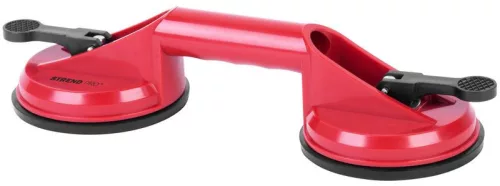 Tapadókorongos üvegtartó, Strend Pro CUP-182, piros, átmérő: 12,7 cm, 2 tapadókorong, 80 kg teherbírás, ABS műanyag, gumi