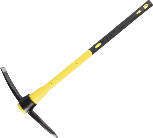 Csákány, Strend Pro Garden, sárga/fekete, 2250 g, üvegszálas nyél, acél fej, kemény és sziklás talajhoz