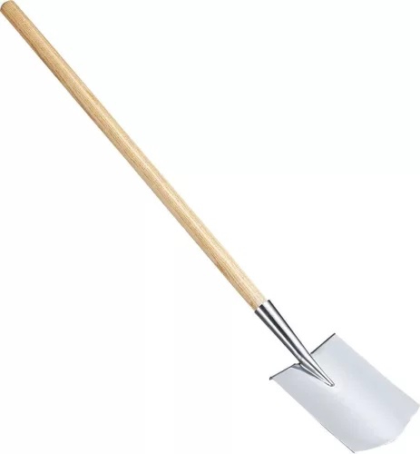 Ásó, Strend Pro Premium, egyenes fej, ezüst, 38 × 17 × 118 cm, rozsdamentes acél fej, fa nyél