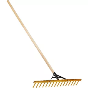   Kerti gereblye, Strend Pro Garden, 15 fogú, alumínium fej, fa nyél, 62 cm munkaszélesség, 150 cm nyél