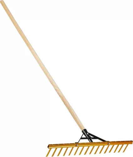 Kerti gereblye, Strend Pro Garden, 15 fogú, alumínium fej, fa nyél, 62 cm munkaszélesség, 150 cm nyél