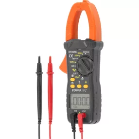   Lakatfogós multiméter, Strend Pro Premium, fekete/narancssárga, digitális, váltóáram, egyenfeszültség, váltófeszültség, ellenállás, frekvencia, hőmérséklet, érintésmentes, elemes (2 db AAA, tartozék)