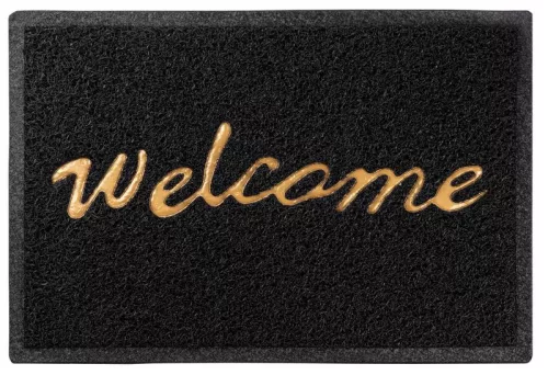 MagicHome PVC lábtörlő - Welcome, 40 x 60 cm, fekete