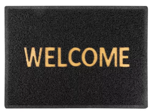 MagicHome PVC lábtörlő - Welcome, 50 x 70 cm, fekete