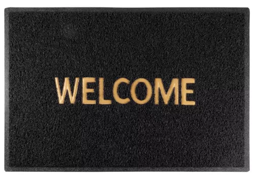 MagicHome PVC lábtörlő - Welcome, 60 x 90 cm, fekete